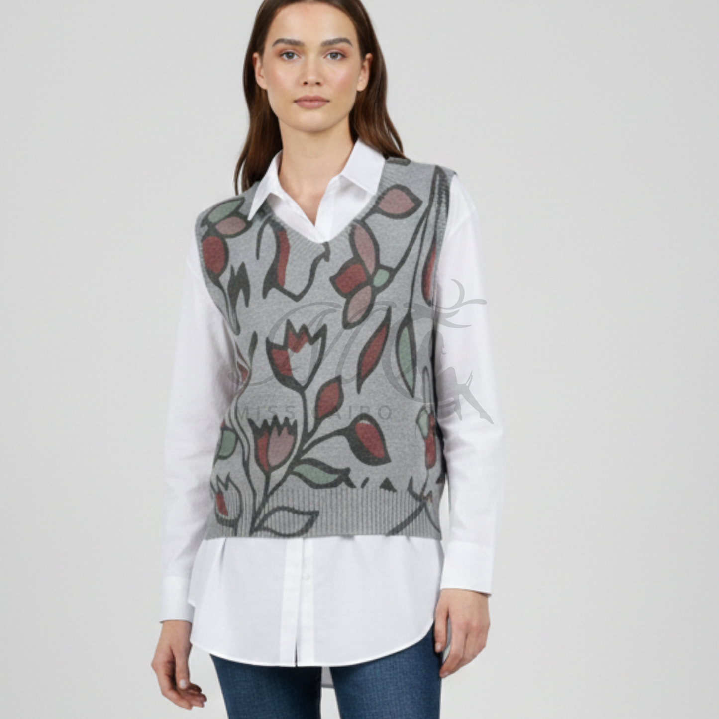 Floral printed knitted Vest