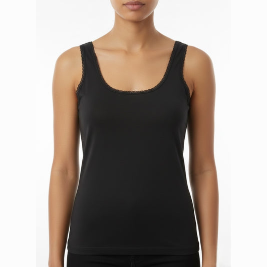 Black Lace Trim Tank.