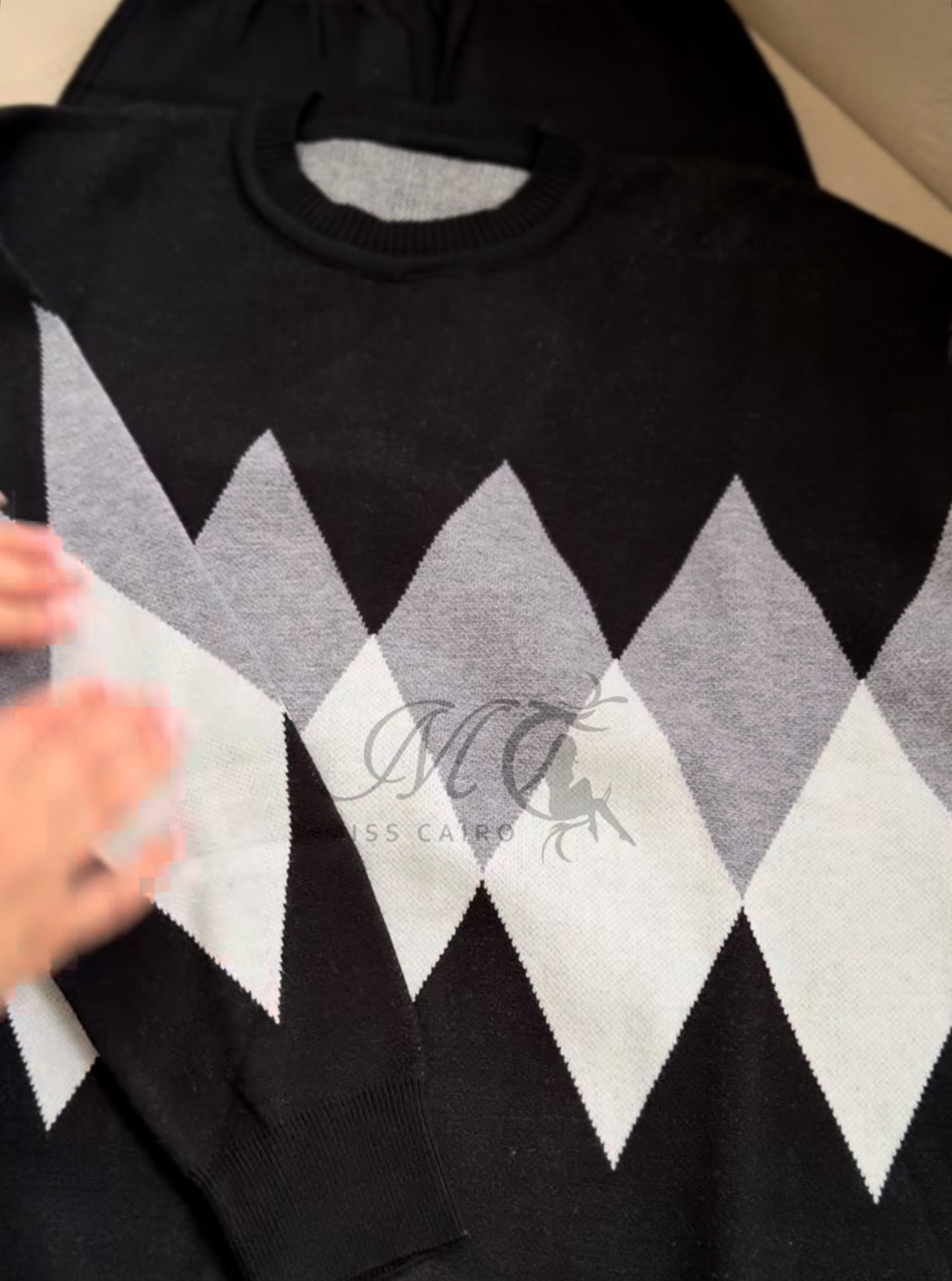 Elegant Knit Argyle Set