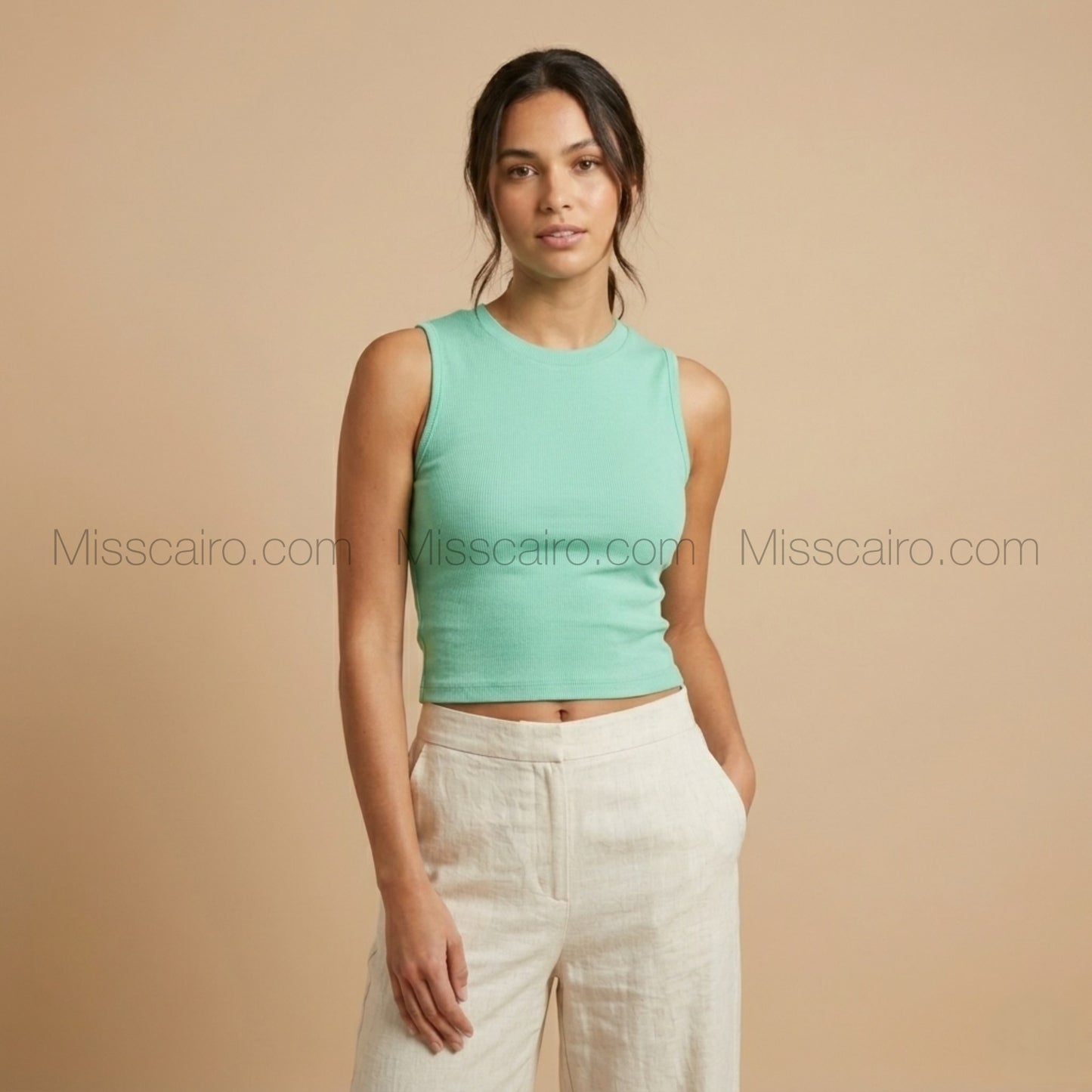 Comfy ribbed sleeveless top.