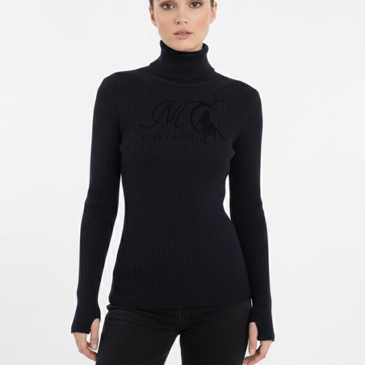 Highneck Ribbed Sweater.
