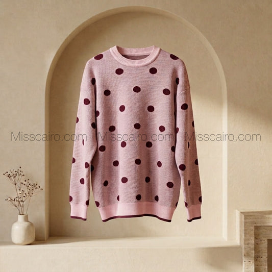 Cozy polka dot knitted sweater.