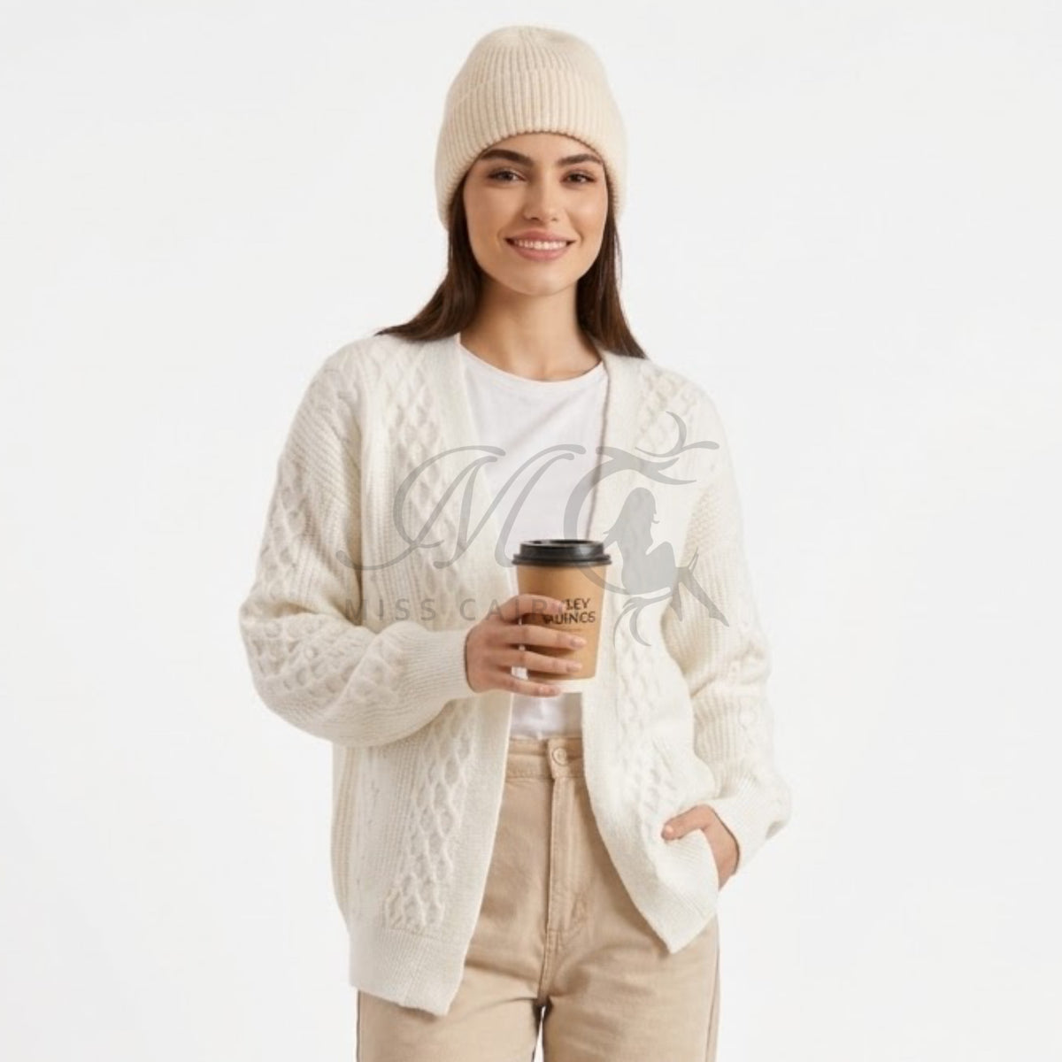 Knit cardigan jacket.