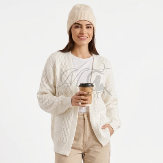 Knit cardigan jacket.
