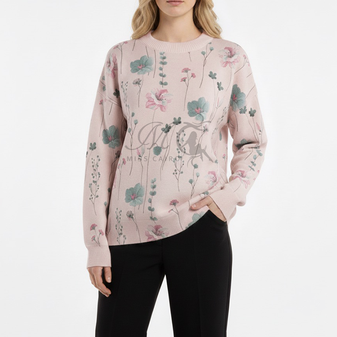 Floral printed knit sweater 555