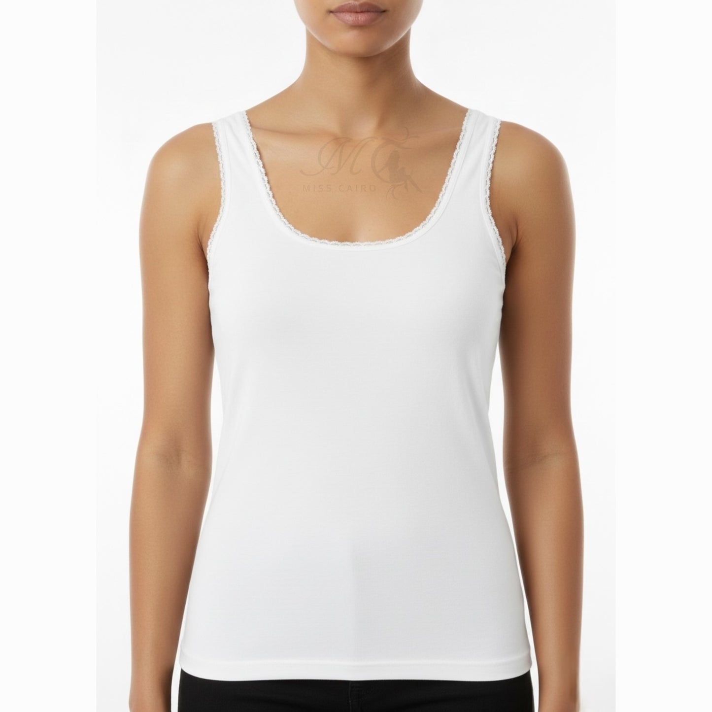 Black Lace Trim Tank.