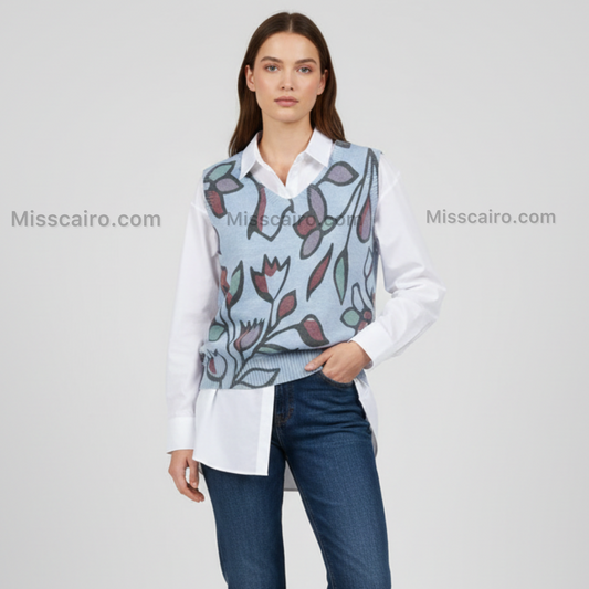 Floral printed knitted Vest