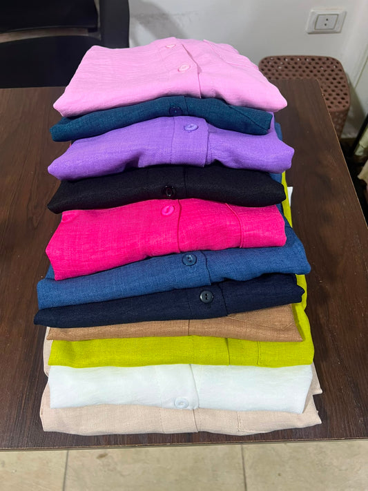 Elegant linen-polyester blend shirt