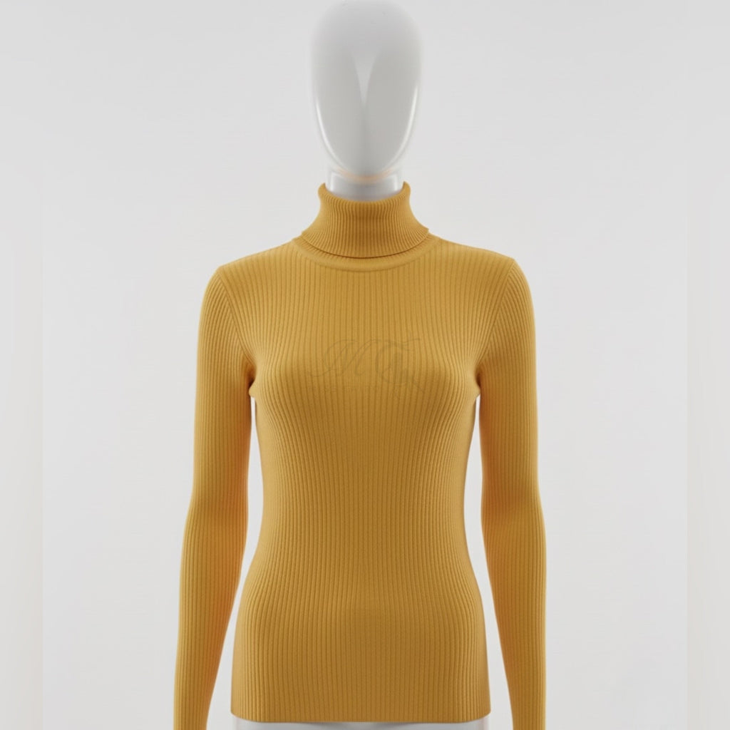 Chic Ribbed Knit Turtleneck Sweater | Essential Slim-Fit High-Neck Top.