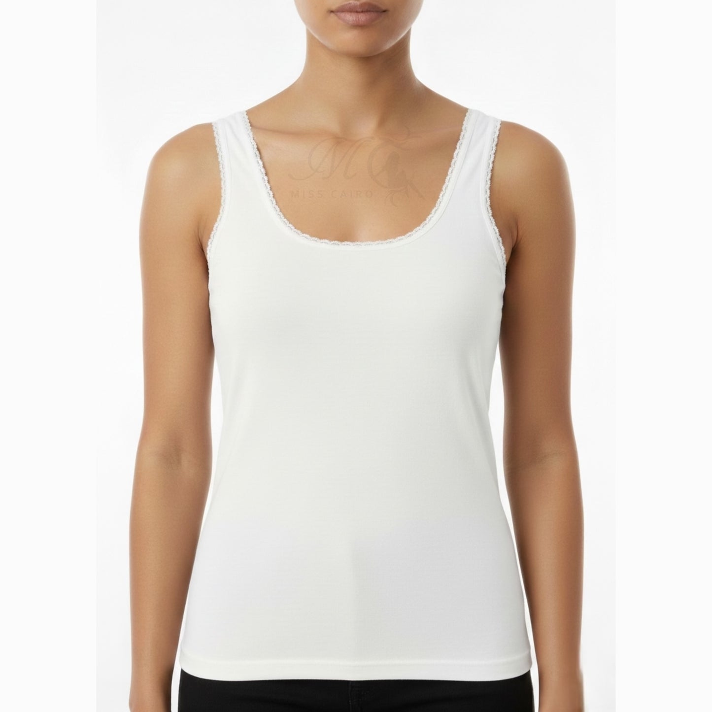 Black Lace Trim Tank.