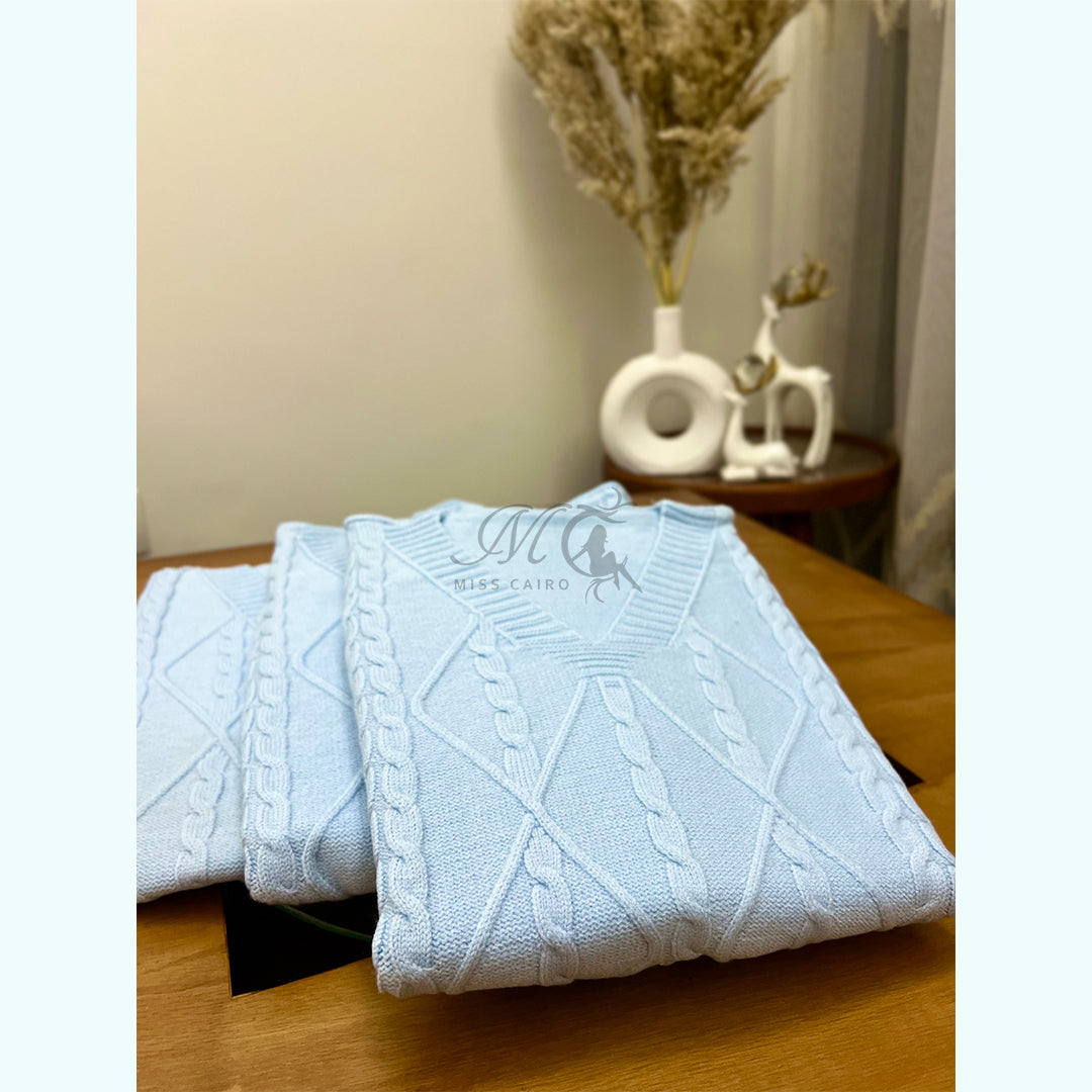 BABY BLUE V CUT VEST.