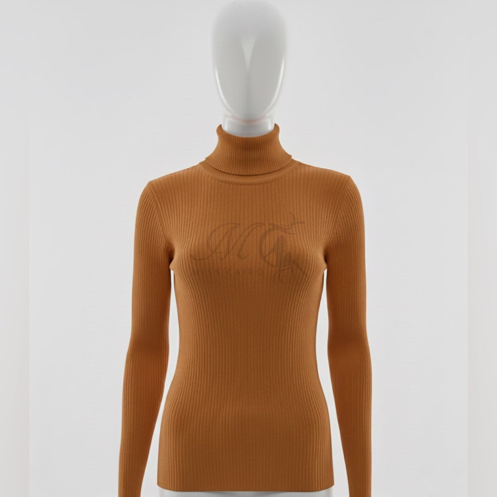 Chic Ribbed Knit Turtleneck Sweater | Essential Slim-Fit High-Neck Top.