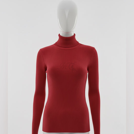 Chic Ribbed Knit Turtleneck Sweater | Essential Slim-Fit High-Neck Top.