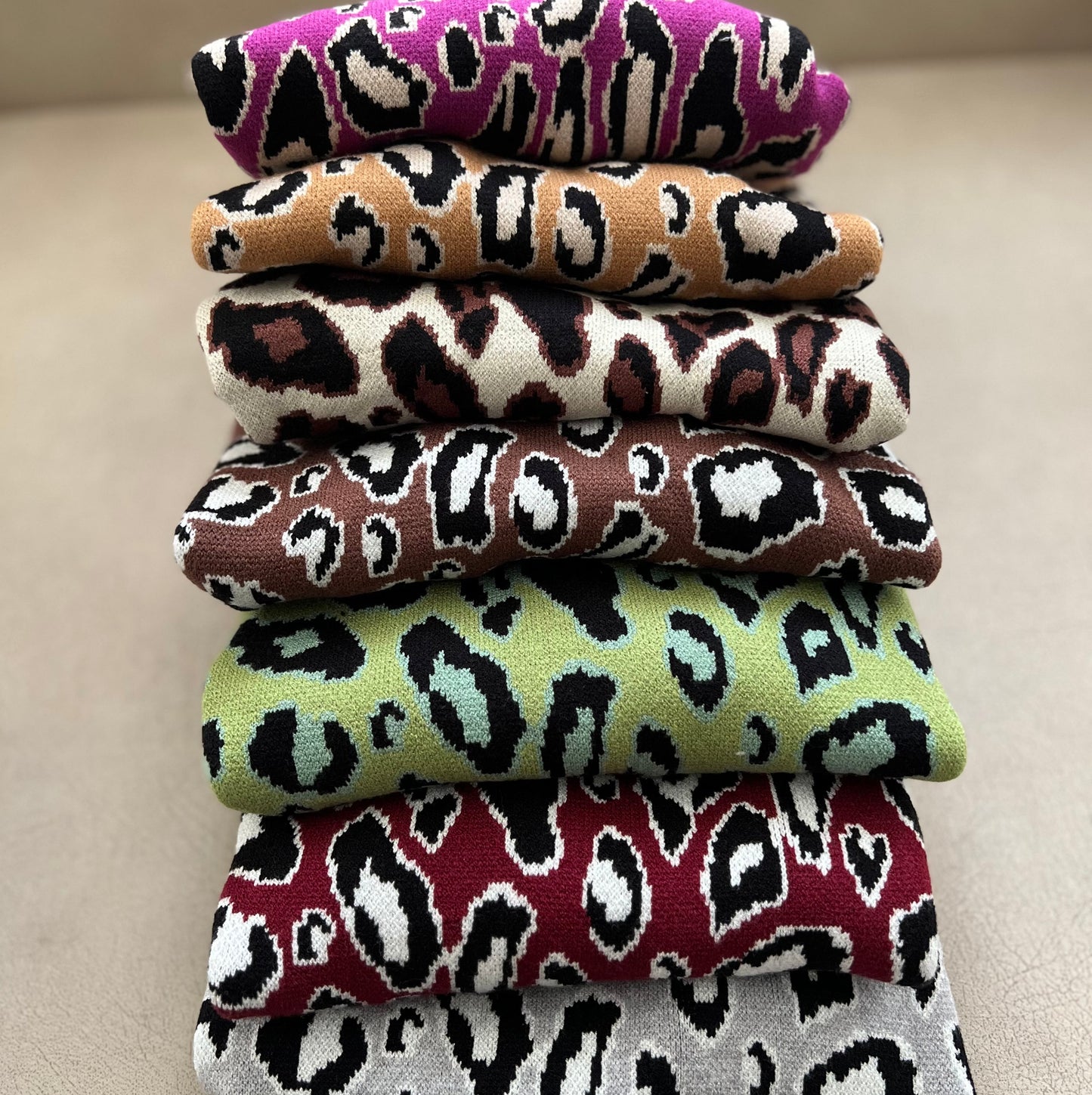 Warm Leopard chic knit blouse.