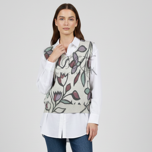 Floral printed knitted Vest