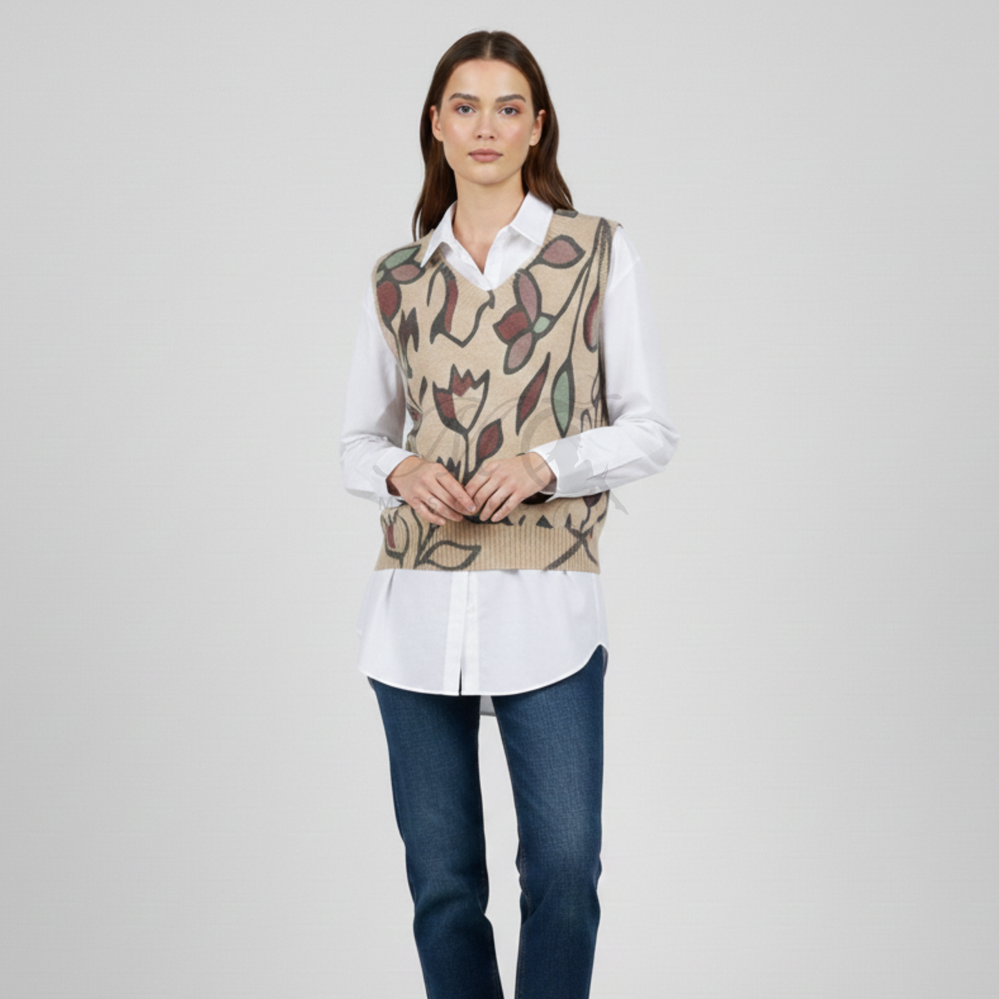 Floral printed knitted Vest