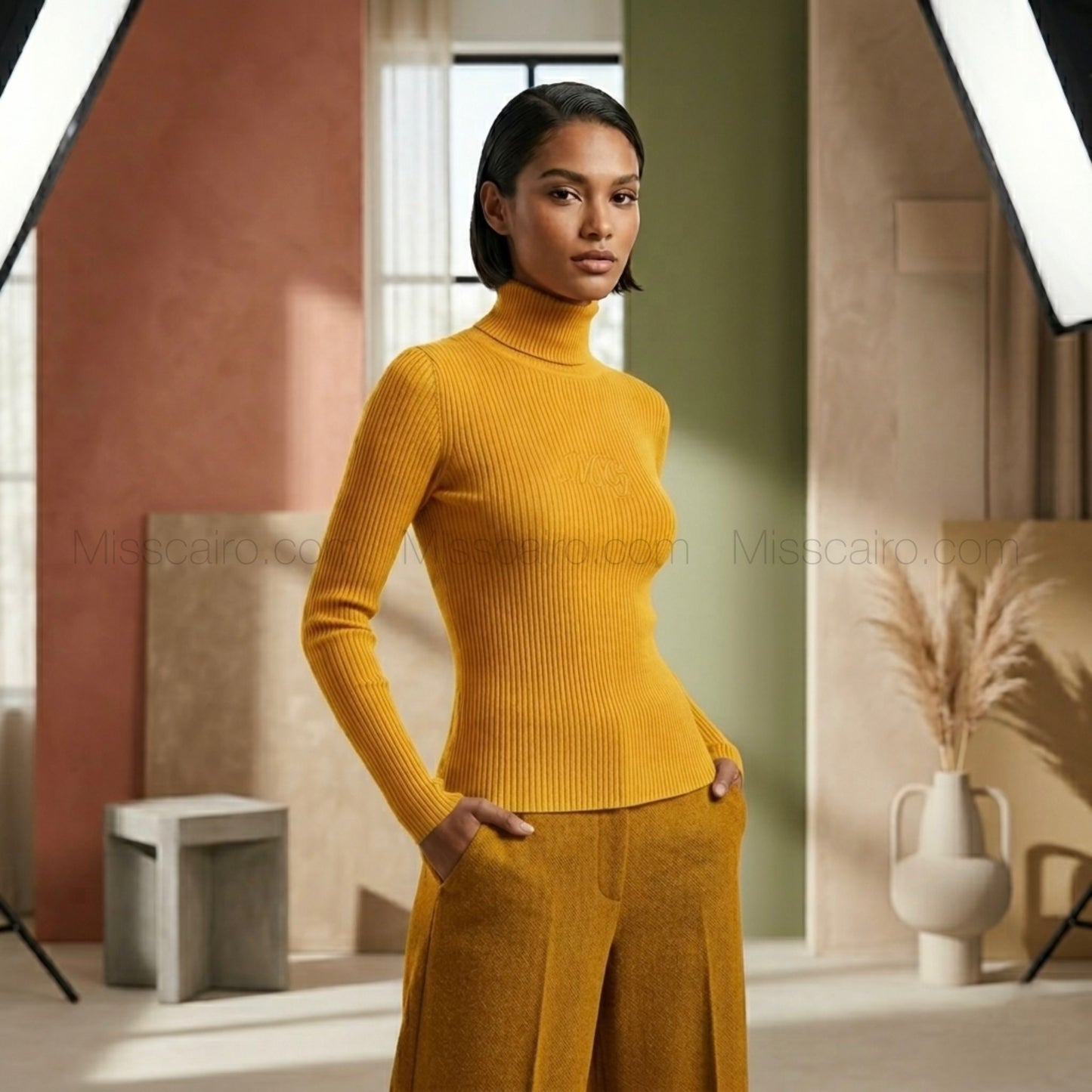 Chic Ribbed Knit High-Neck.