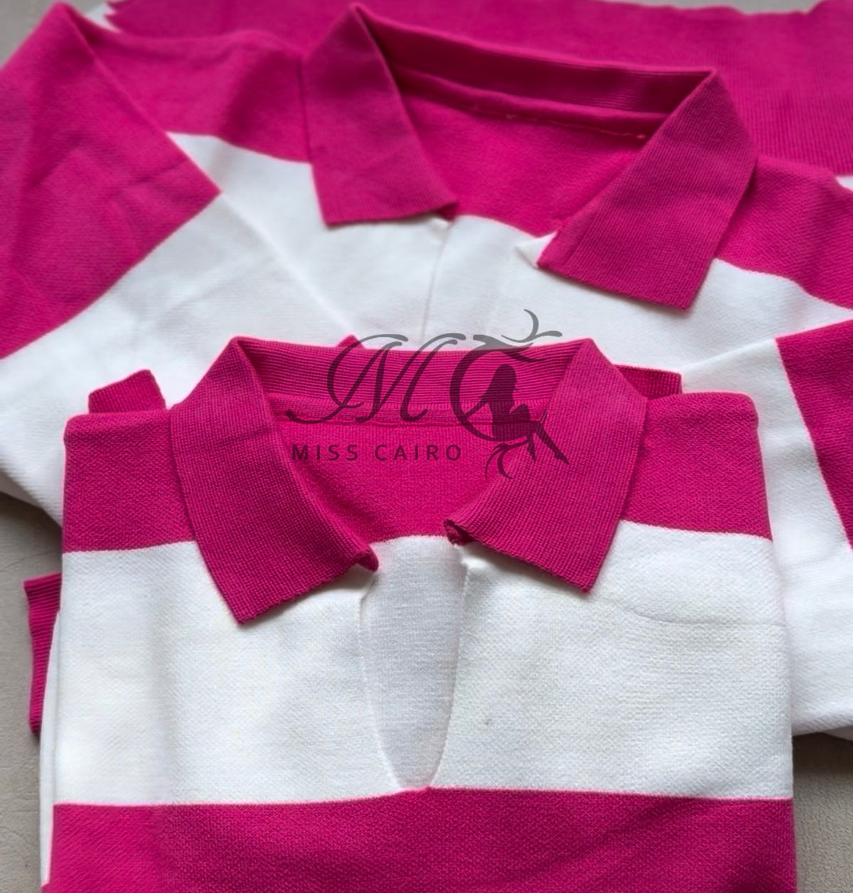 Soft, striped knitted polo jumper.