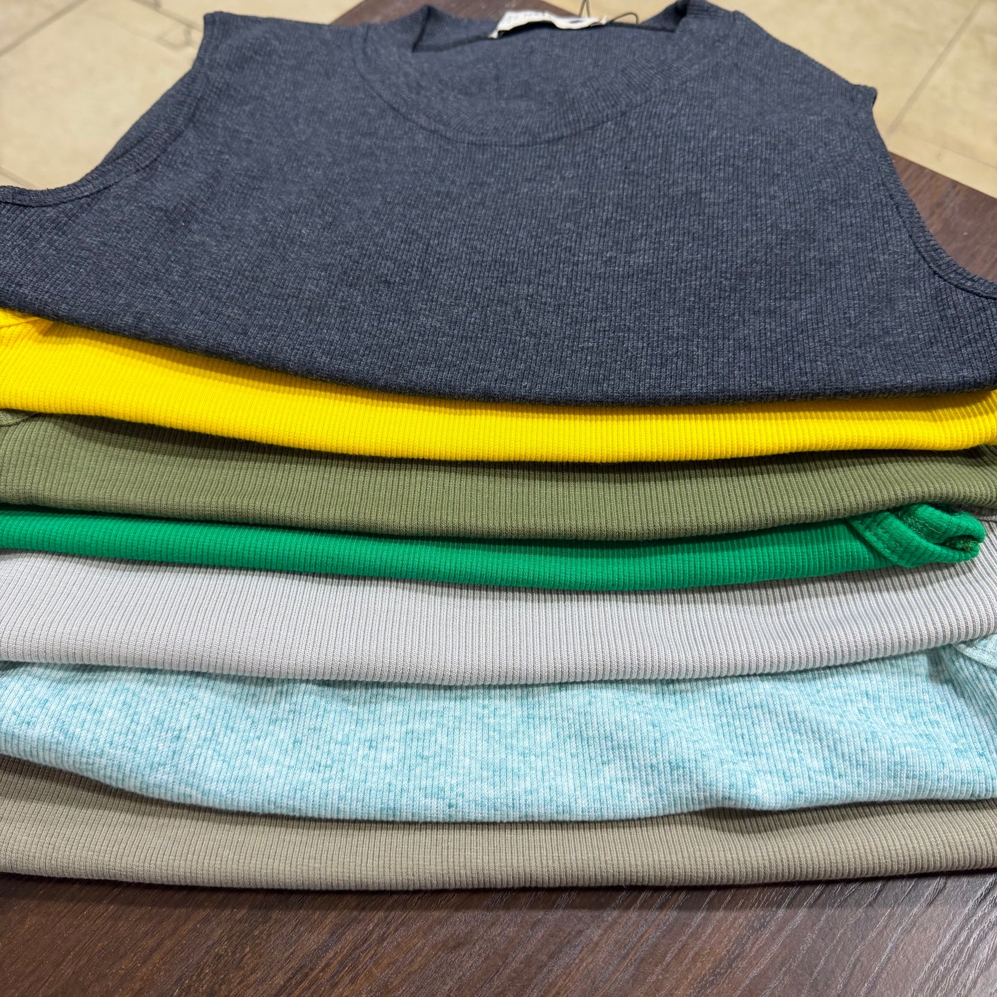 Comfy ribbed sleeveless top.