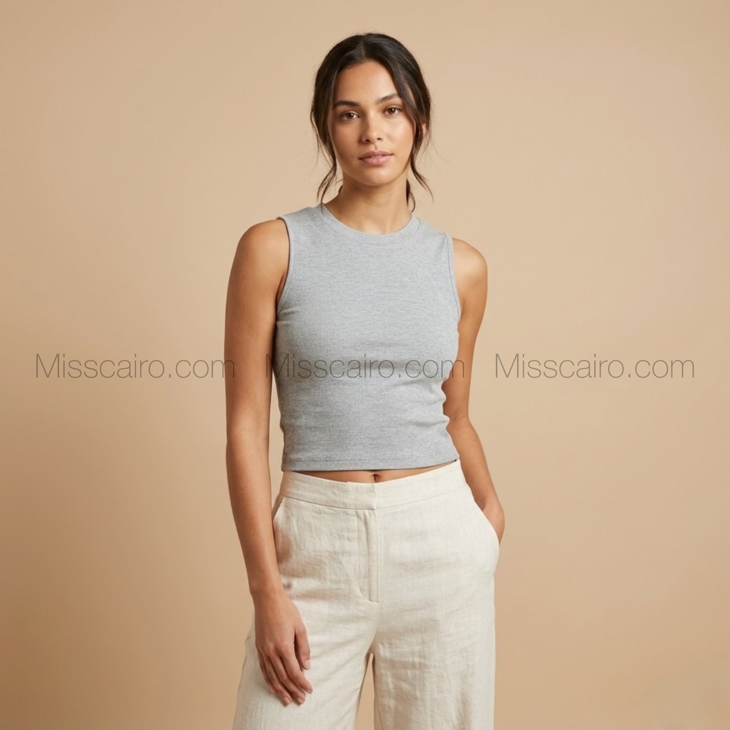 Comfy ribbed sleeveless top.