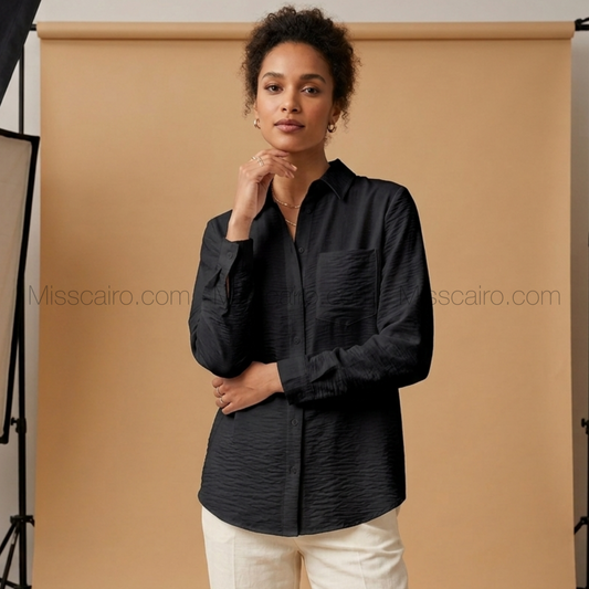 Elegant linen-polyester blend shirt