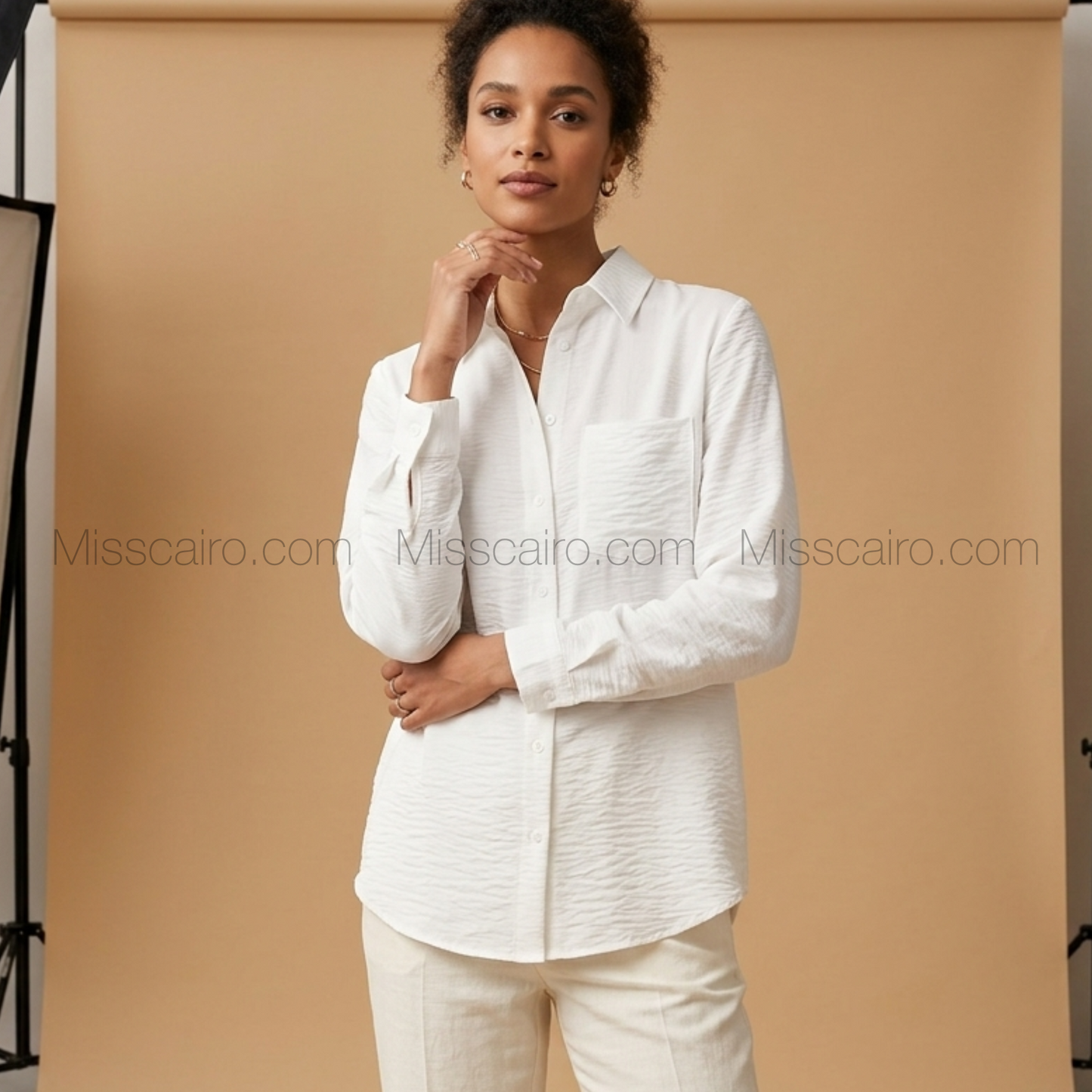 Elegant linen-polyester blend shirt