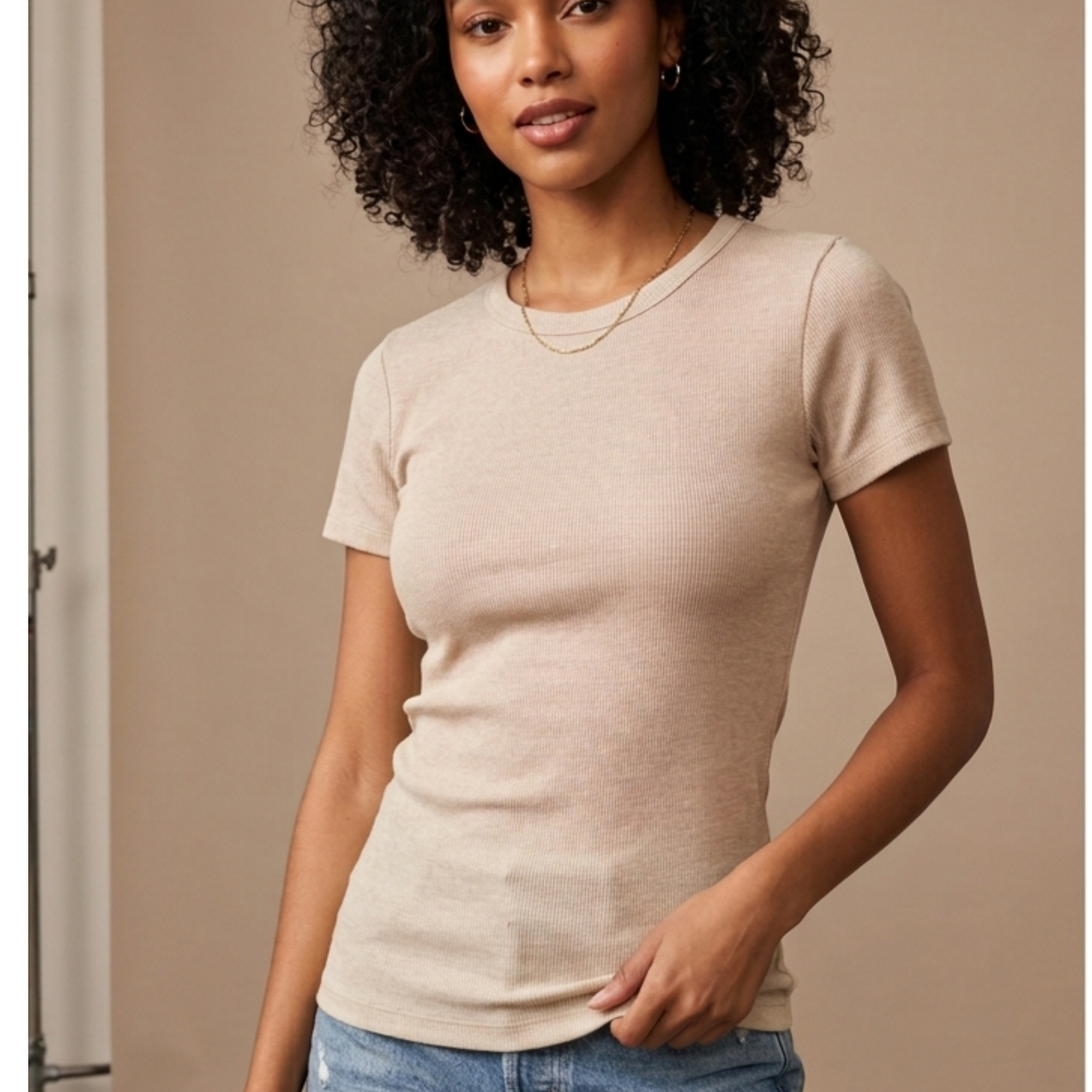 Ribbed T-shirt.