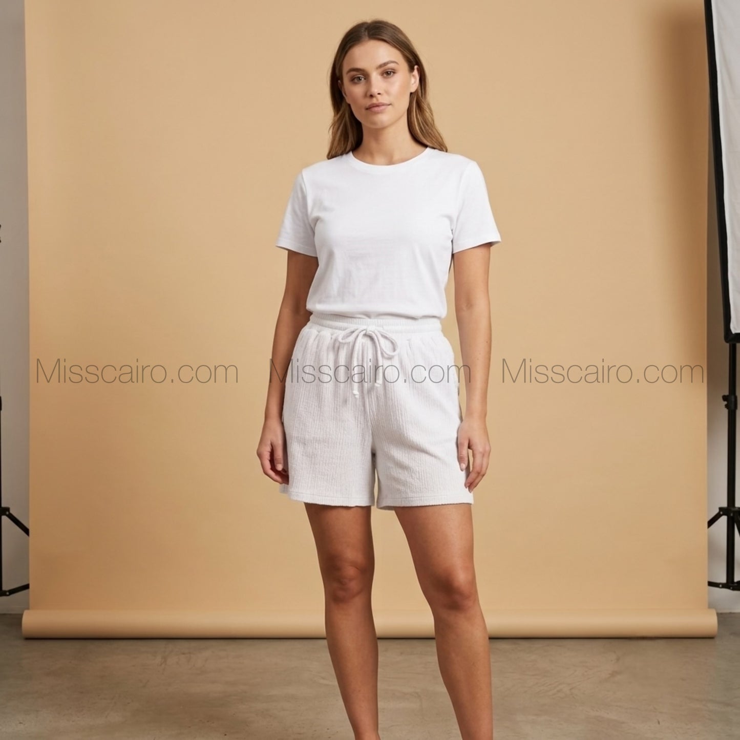 Chic textured summer shorts.