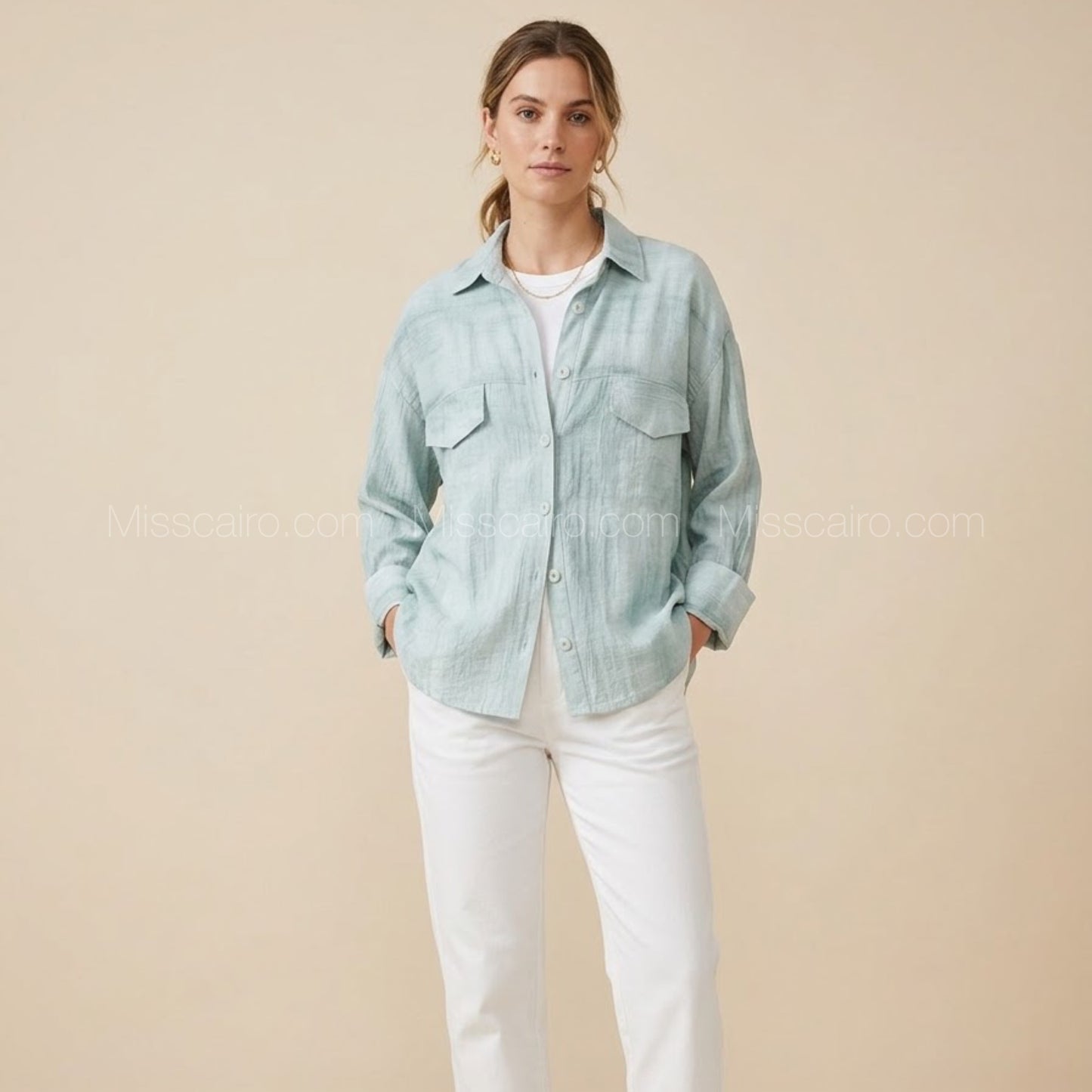 Textured linen shirt.