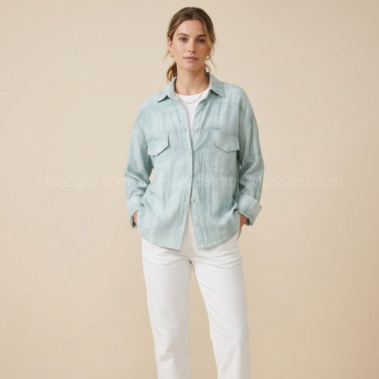 Textured linen shirt.