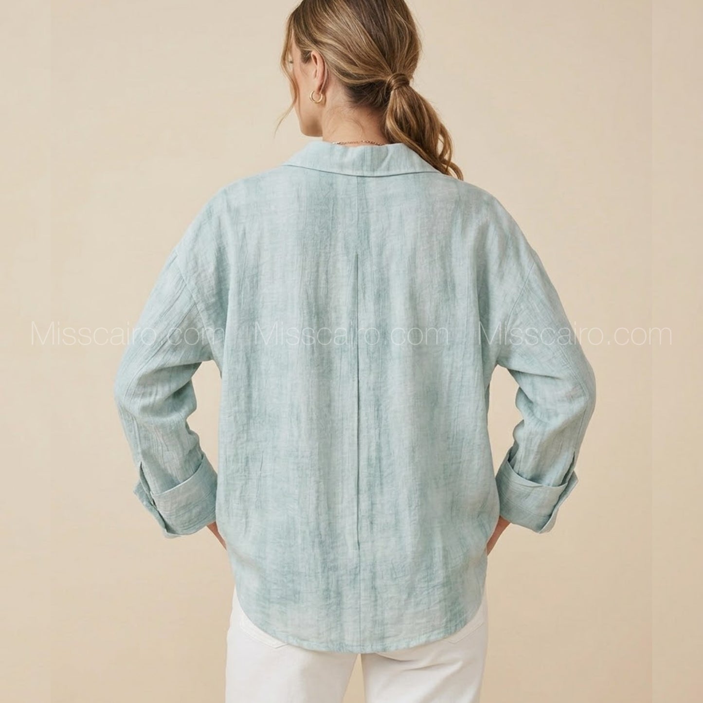 Textured linen shirt.