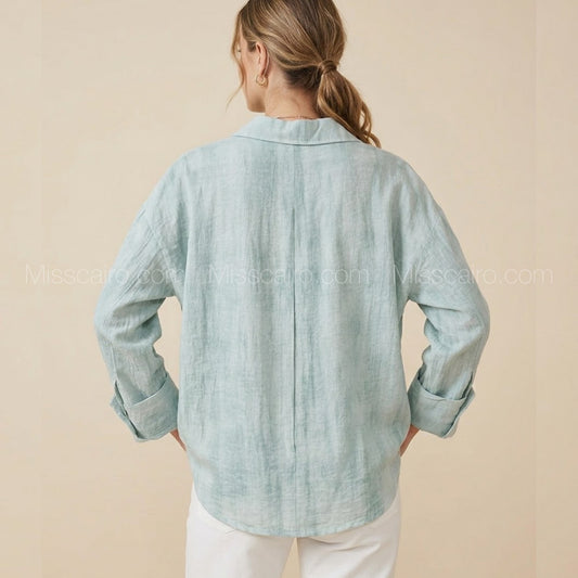 Textured linen shirt.