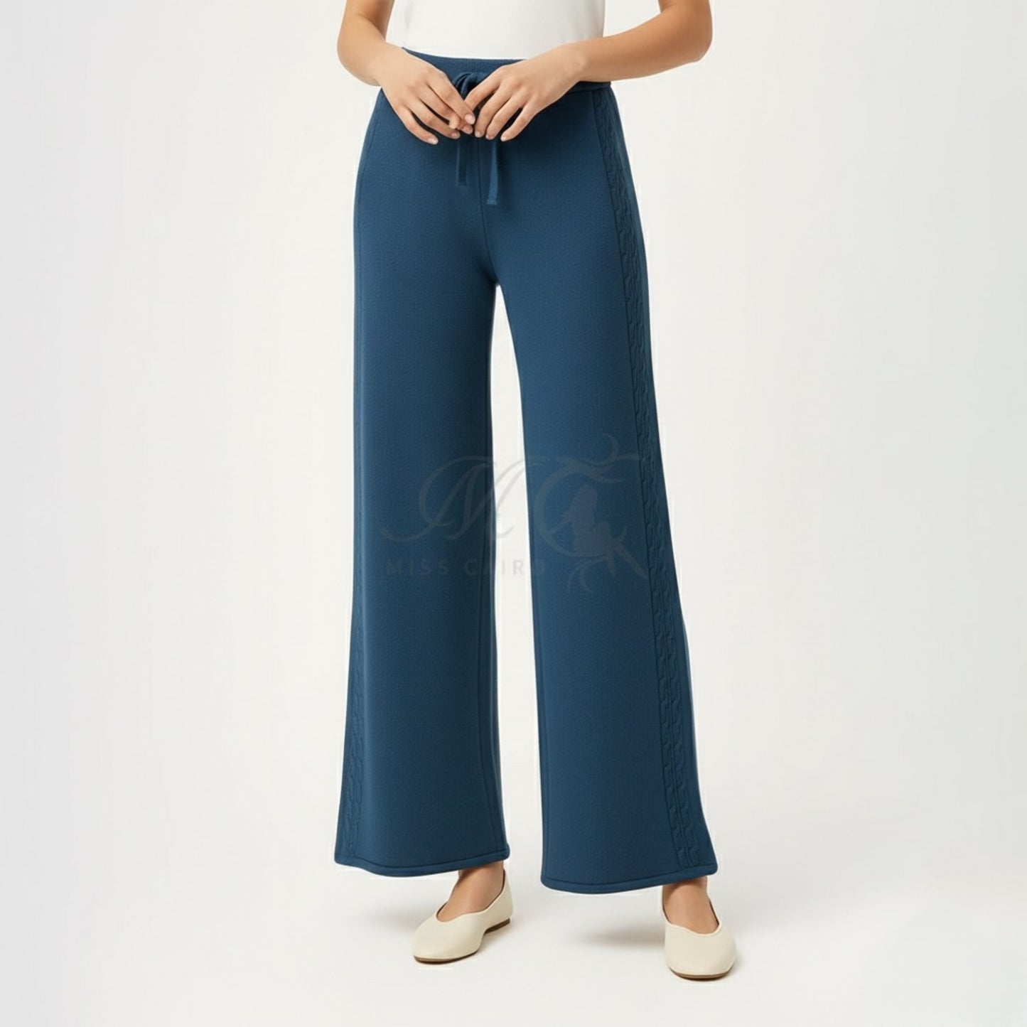 Wool wide leg pants.