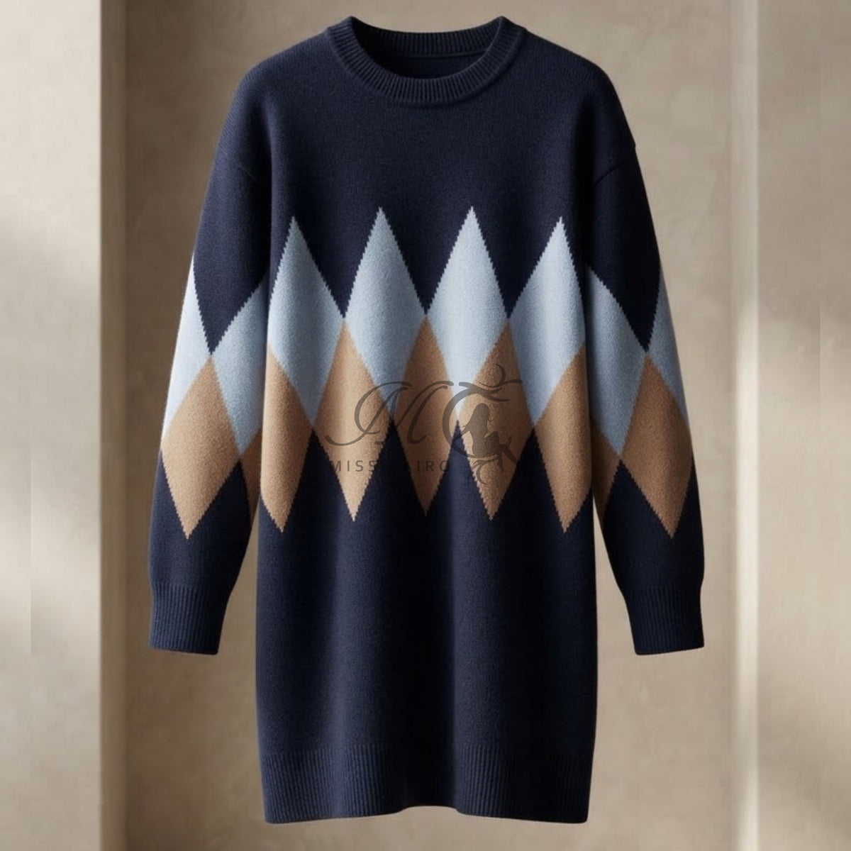 Cozy geometric knit sweater.