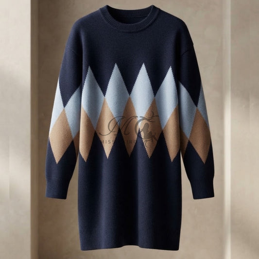Cozy geometric knit sweater.