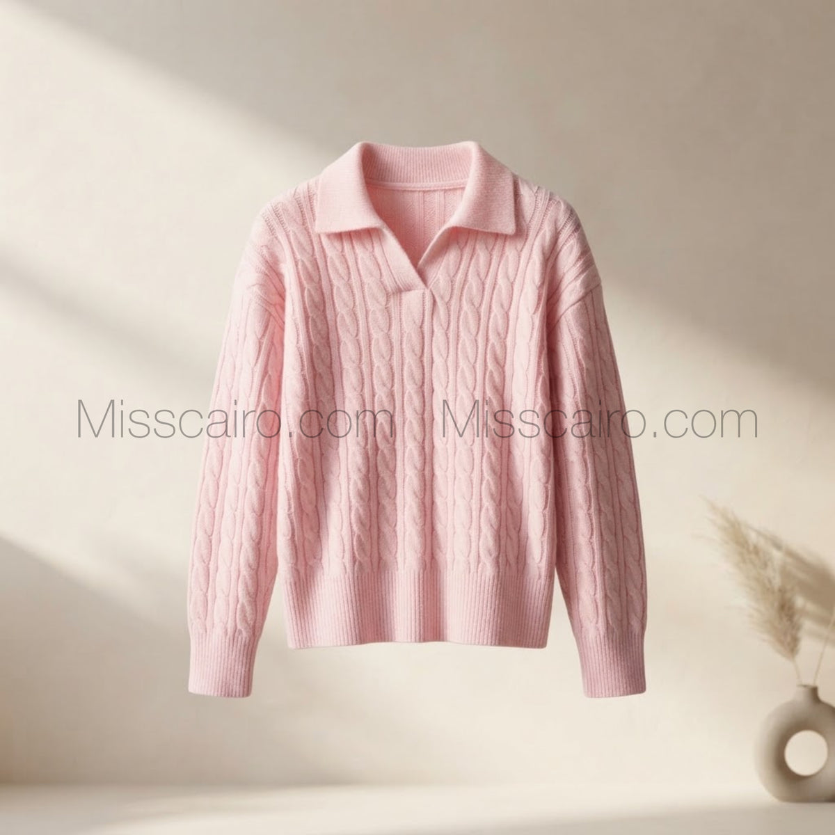 Stylish knit polo sweater.