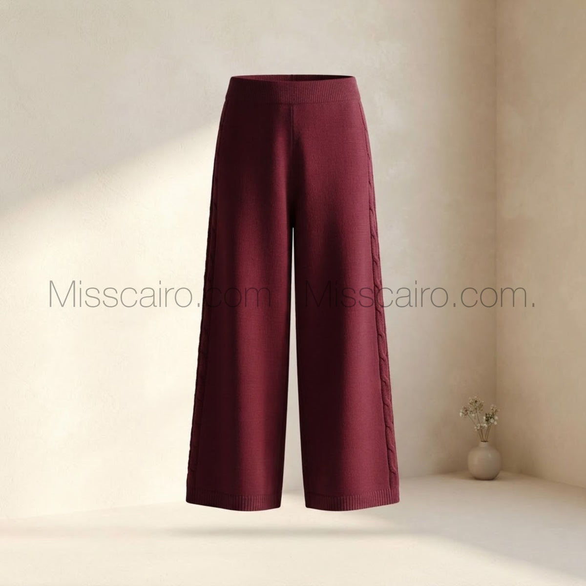 Knit wide leg trousers.