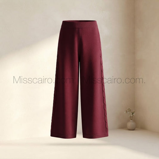 Knit wide leg trousers.