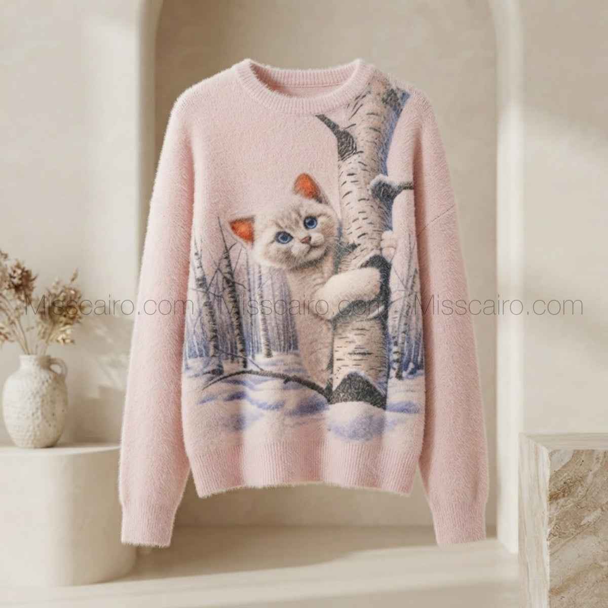 Mohair printed sweater blouse.
