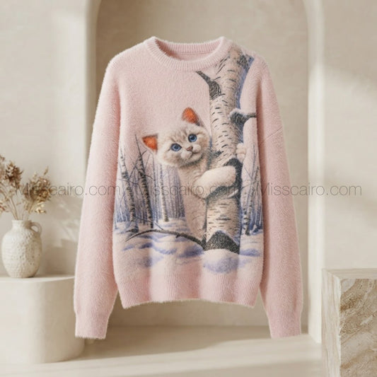 Mohair printed sweater blouse.