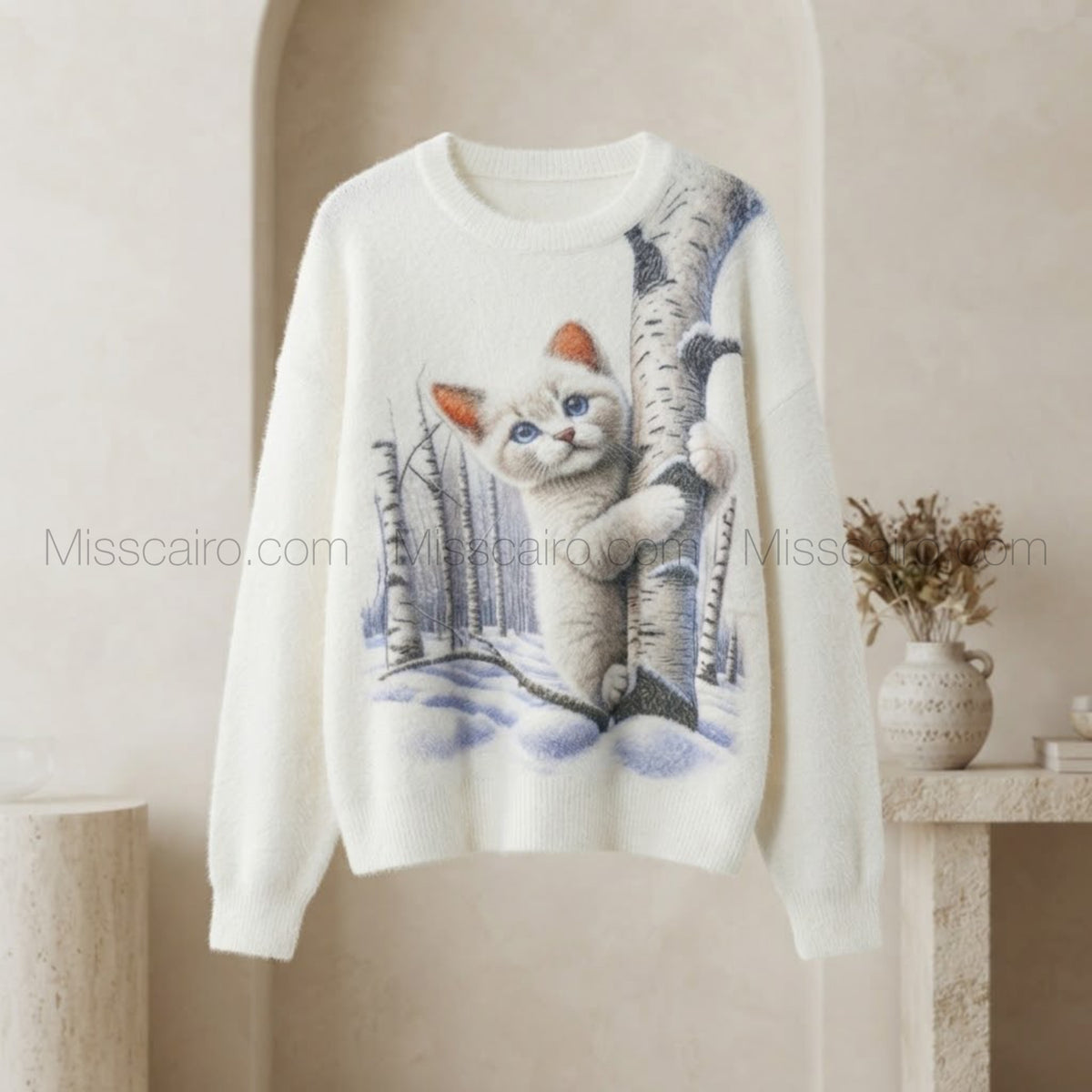 Mohair printed sweater blouse.