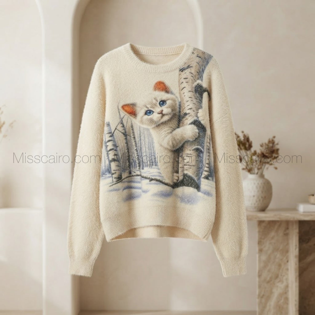 Mohair printed sweater blouse.