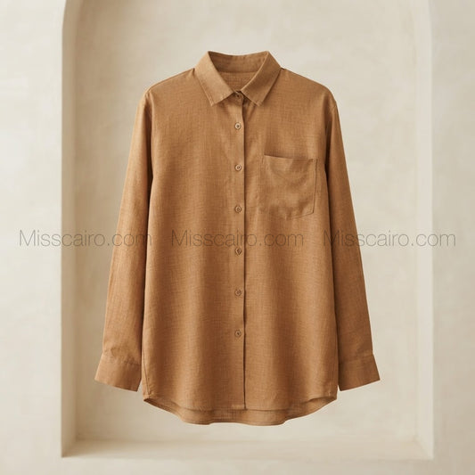 Elegant linen-polyester blend shirt
