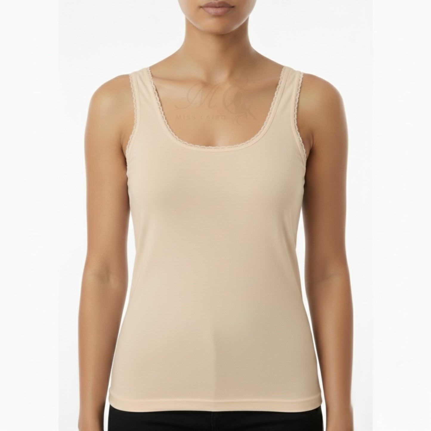 Black Lace Trim Tank.