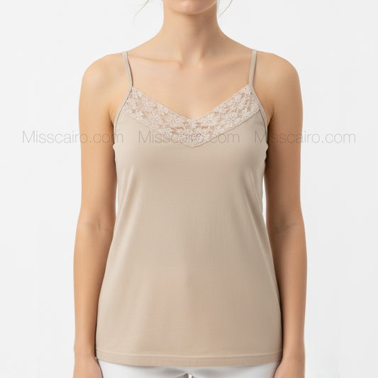 White lace camisole top.
