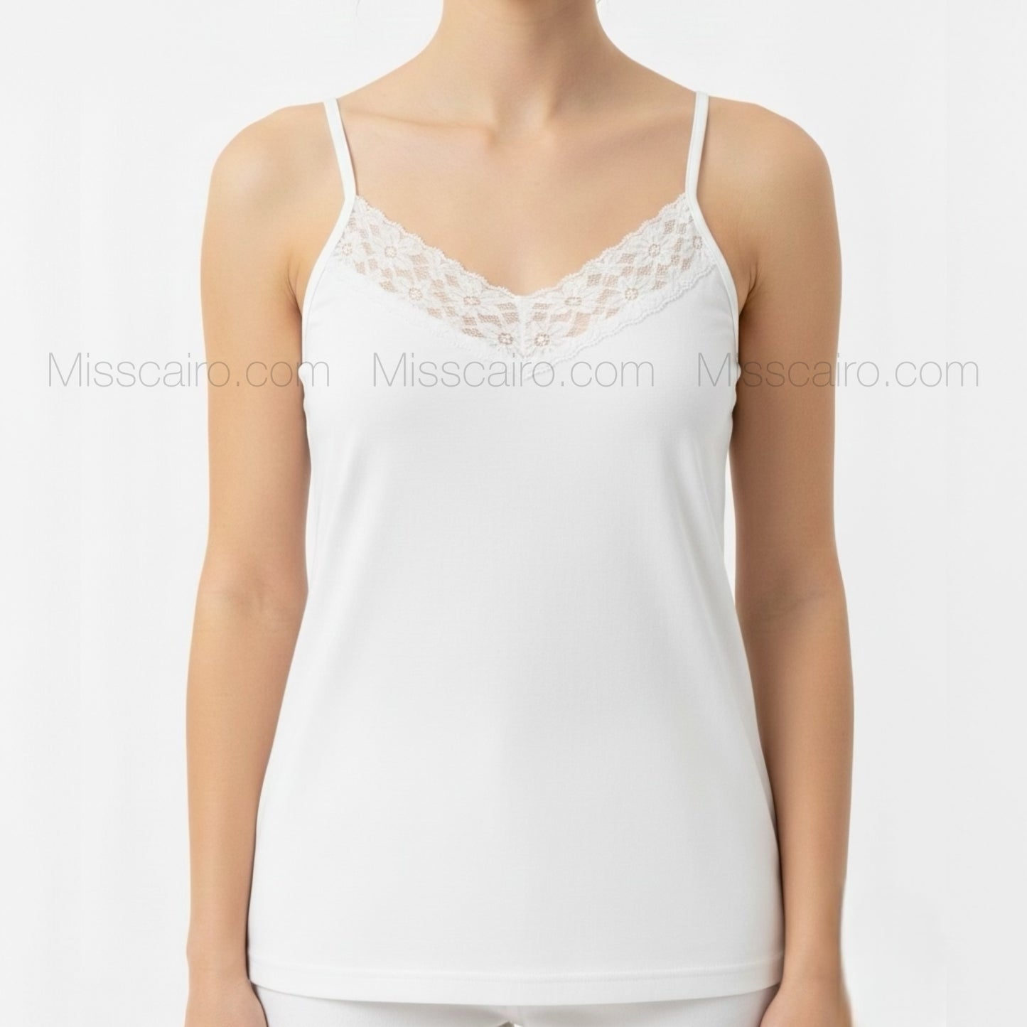 White lace camisole top.