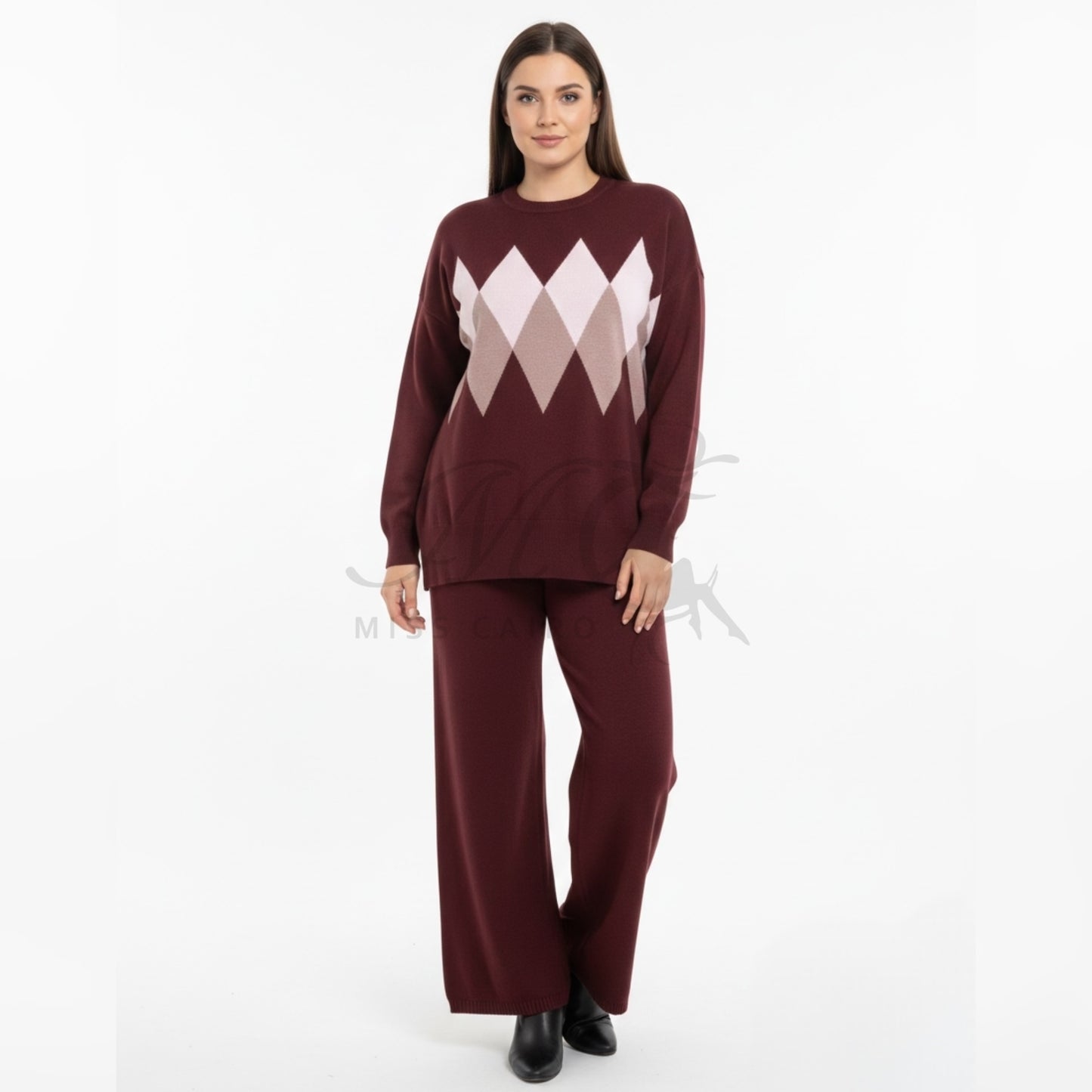 Elegant Knit Argyle Set