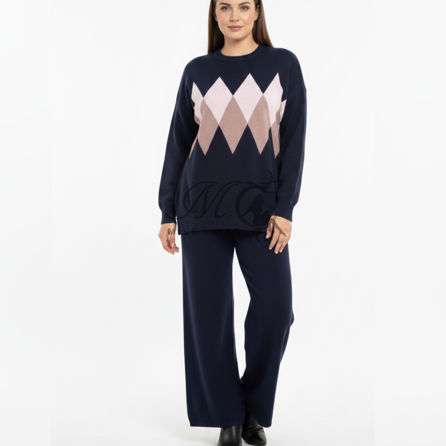 Elegant Knit Argyle Set