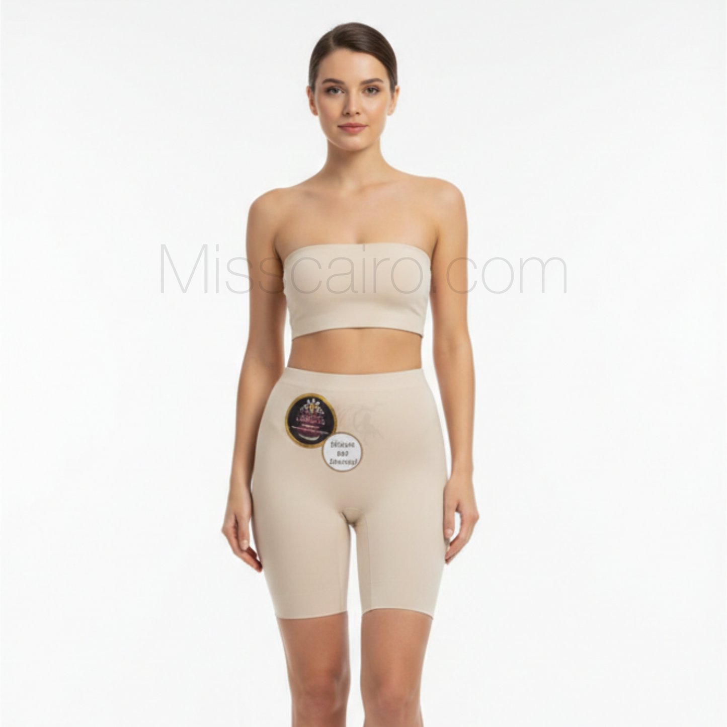 High-waist laser cut short.