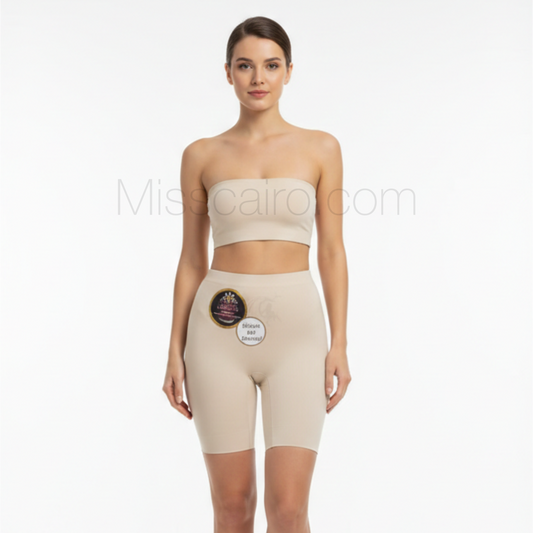 High-waist laser cut short.